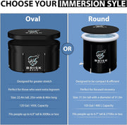 XL Oval Ice Bath Tub for Athletes with Cover by Brisk Bear - Extra Large Cold Plunge Tub for Recovery - Ice Bath Plunge Pool with Digital Timer - Cold Plunge to Soothe Muscles - Black Ice Tub