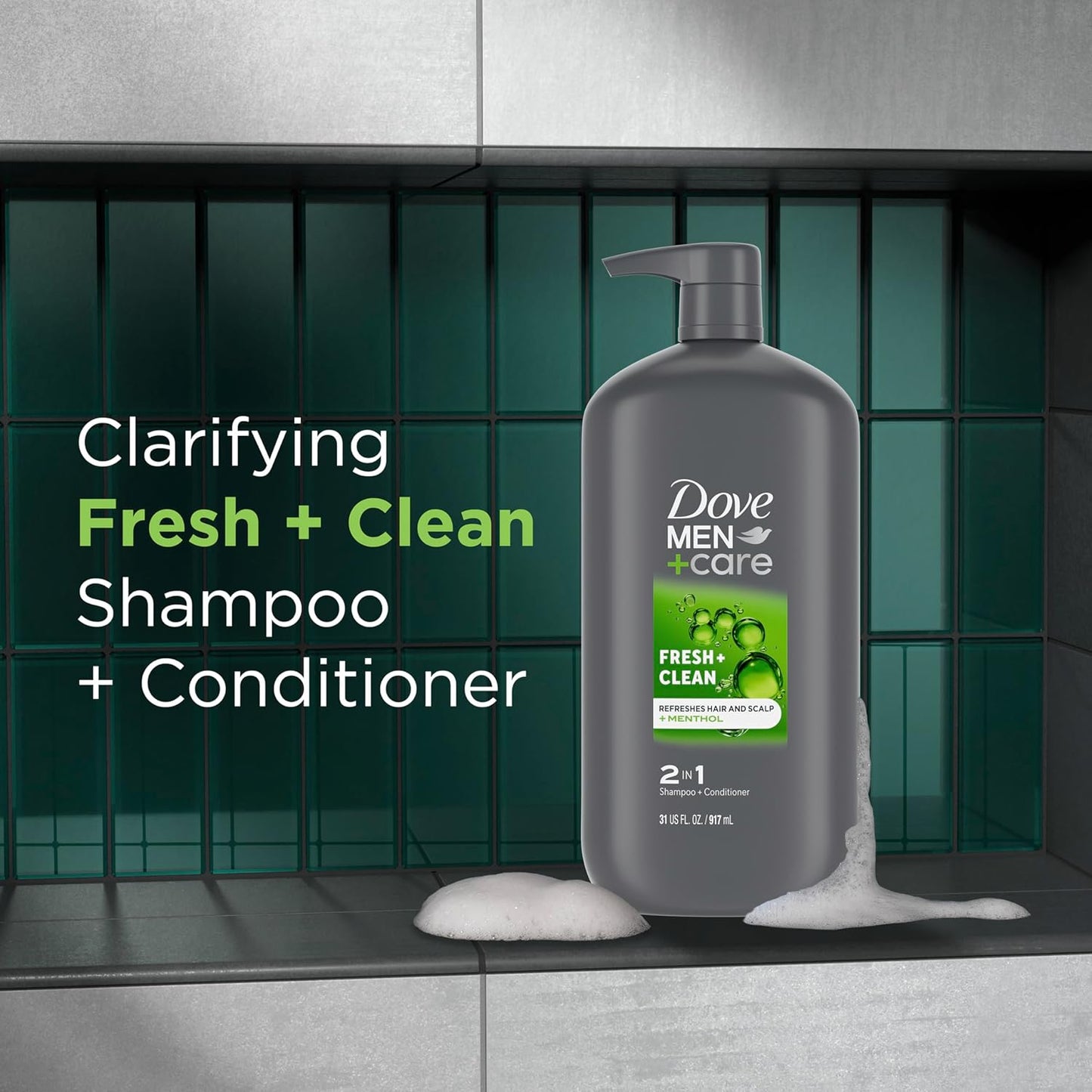 Dove Men+Care 2 in 1 Shampoo and Conditioner Fresh & Clean for Clean Hair Shampoo and Conditioner for Stronger, Healthy Hair Everyday 31 oz (Pack of 2)