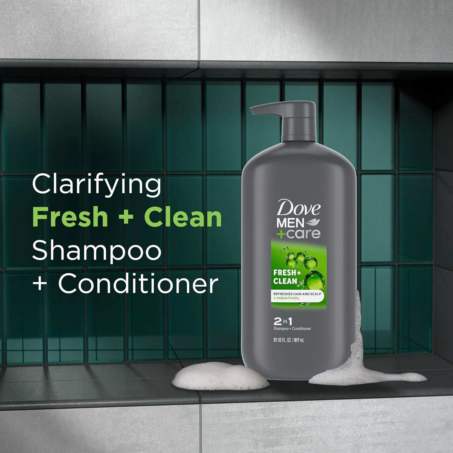 Dove Men+Care 2 in 1 Shampoo and Conditioner Fresh & Clean for Clean Hair Shampoo and Conditioner for Stronger, Healthy Hair Everyday 31 oz (Pack of 2)