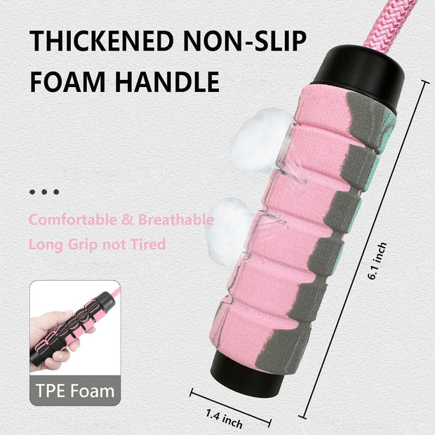 Weighted Jump Rope Nylon Adjustable - Tangle-Free Jump Rope for Women, Men, Kids, and Adults with Foam Handle, Rapid Speed with Ball Bearings, 360° Rotation Jumprope for Fitness, Training and Exercise