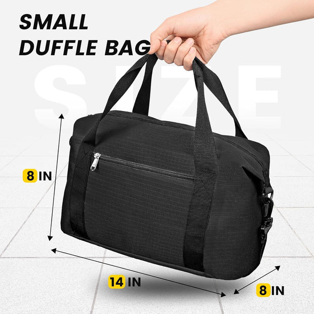 Vorspack Small Gym Bag - 14 Inches Duffle Bag for Travel Lightweight Duffel Bag for Men Women Personal Item Bag Weekender Bag for Travel Sports Gym - Black