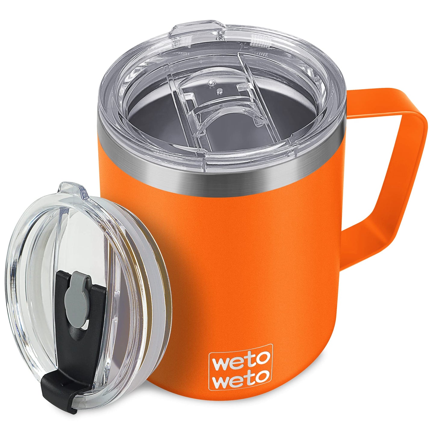 WETOWETO 14 oz Coffee Mug, Vacuum Insulated Camping Mug with Lid, Double Wall Stainless Steel Travel Tumbler Cup, Thermal Coffee Mug, Powder Coated Navy Blue