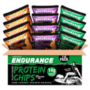 Natural Endurance Protein Chips - Low Carb Chips, High Protein Snack, Vegan Protein with Avocado Oil, 14g Protein Per Bag, Gluten Free, Nacho, BBQ, Chili, Birthday Cake, Original - Variety Pack, 1.38 oz Bags (Pack of 12)