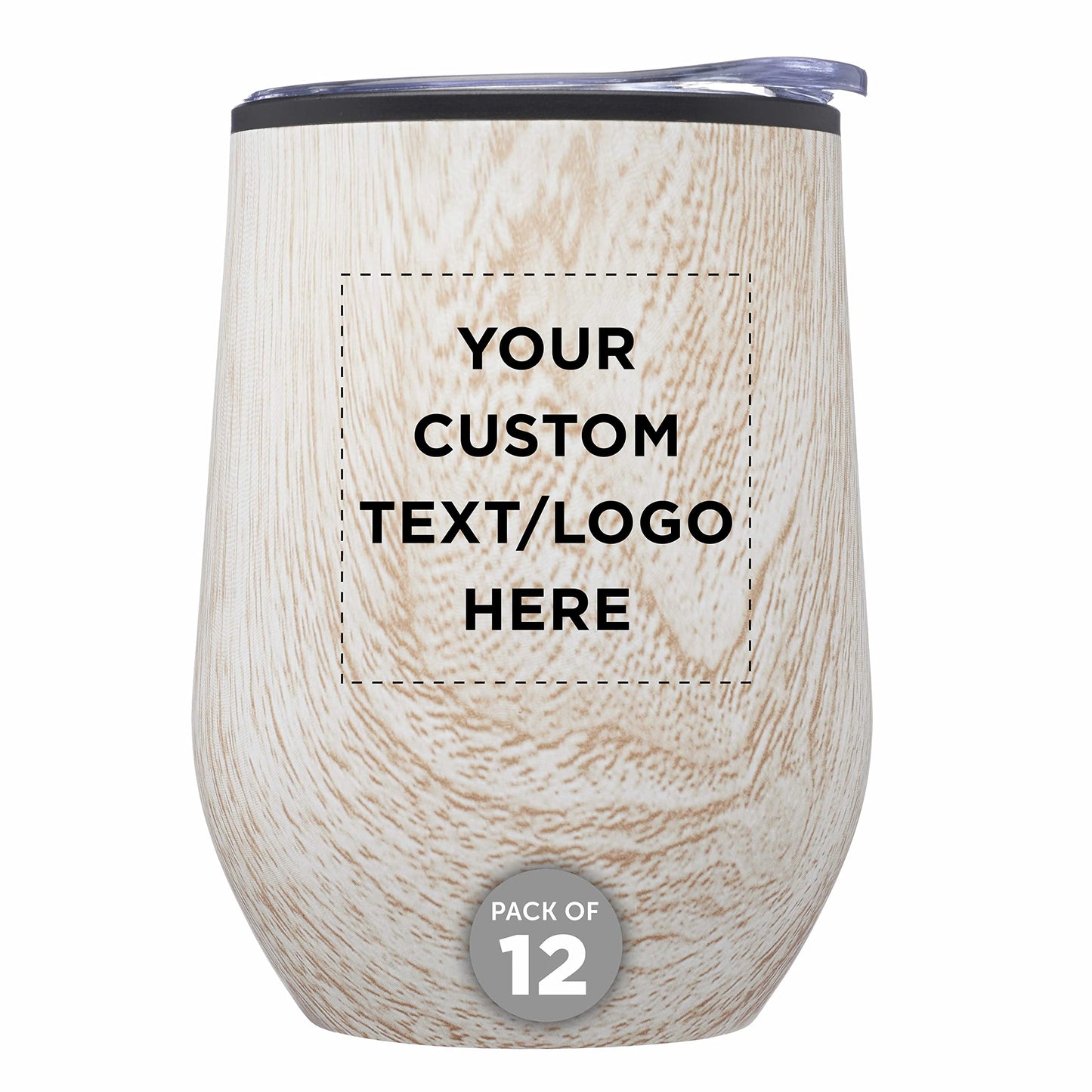 Custom Stemless Wine Tumblers 12 oz. Set of 6, Personalized Bulk Pack - Insulated, Perfect for Wine, Cocktails, Other Hot & Cold Beverages - Silver