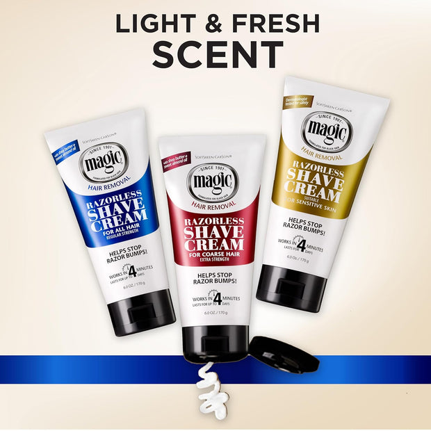 SoftSheen-Carson Magic Razorless Shaving Cream, Hair Removal Cream for Body Hair, Regular Strength Depilatory Cream, Works in 4 Minutes for Normal Hair, 2 Count