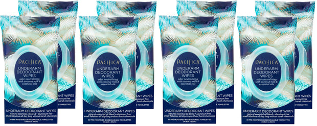 Pacifica Deodorant Wipes - Coconut Milk Underarm & Full Body Deodorant Wipes - Removes Sweat & Oil - Aluminum-Free - Natural Feminine Odor Control Clean Vegan & Cruelty-Free Dermatologist Tested
