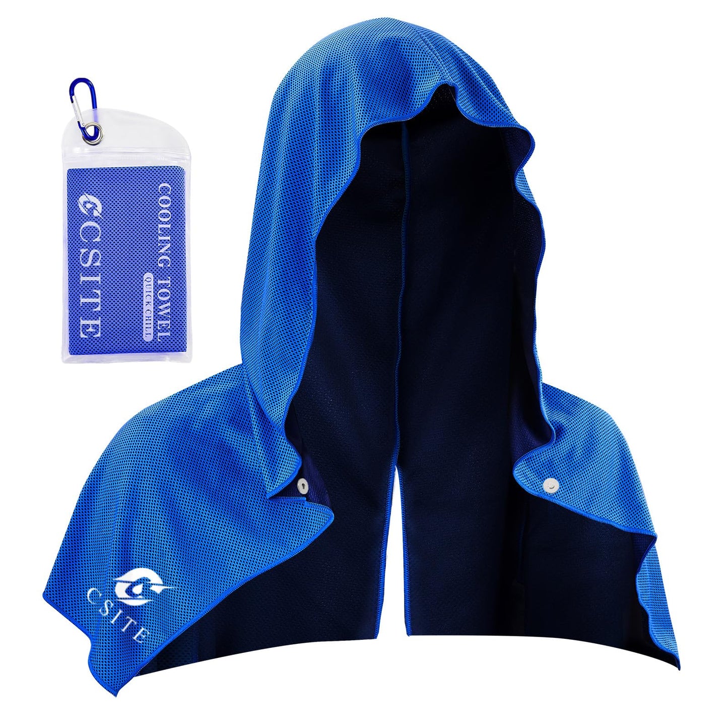 2 Pack Cooling Hoodie Towels, Instant Cooling Towels for Neck and Face, UPF 50 Sun Protection, Ice Towel for Hot Weather, Head Towel for Sports, Camping, Cycling & More Activities