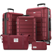 SHOWKOO Luggage Sets Expandable PC+ABS Durable Suitcase Sets Double Wheels TSA Lock Pink 3pcs