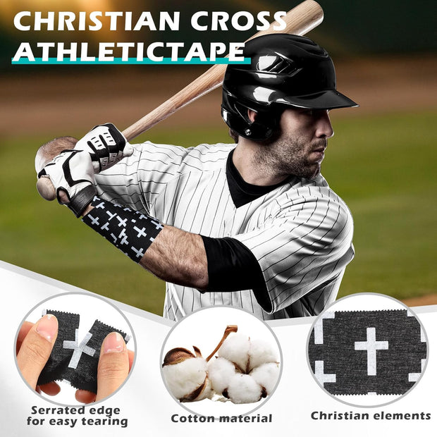 TrelaCo 1 Pcs Wrist Tape Baseball Cross Athletic 2in x 23ft Cotton Cross Wrist Tape Serrated Edges for Fingers Ankles Injury Wrap, Football Baseball Hockey Soccer (White)