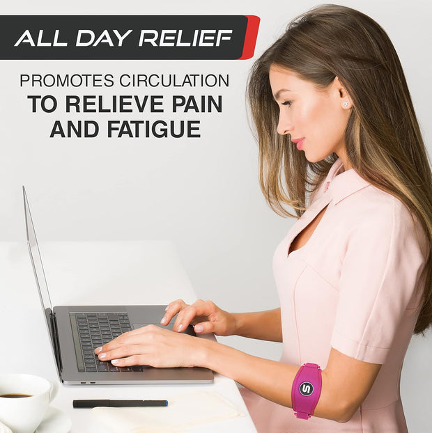 Sleeve Stars Tennis Elbow Brace for Women - Adjustable Tennis Elbow Strap, Golfers Elbow Brace for Men, Counterforce Brace for Tennis Elbow for Tendonitis Relief, Fits 9"-23" (Single/Black)