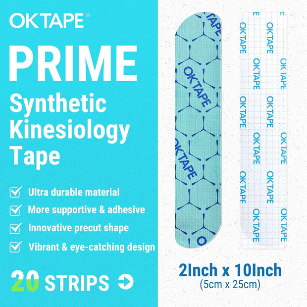 OK TAPE Synthetic Kinesiology Tape, 20 Strips Precut K Tape, Waterproof, Elastic Athletic Tape for Pain Relief & Muscle Support, Reflective Design, 2" x 10" -Beige