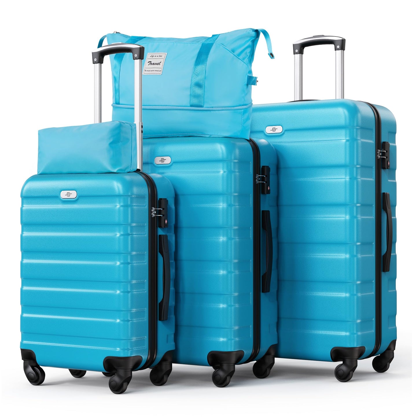 Suitour Luggage 4 Piece Sets,Hardshell Lightweight Suitcase with Spinner Wheels TSA Lock (16"/20"/24"/28")