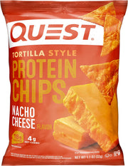 Quest Nutrition Nacho Cheese Tortilla Style Protein Chips, 18g Protein, 4g Net Carb, Low Carb, Gluten Free, 1.1 oz (Pack of 4)