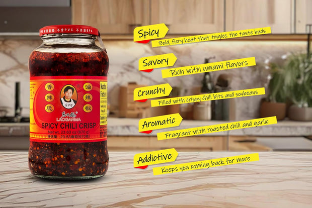 Lao Gan Ma Spicy Chili Crisp Hot Sauce – Restaurant Size 23.63 oz (670g) – Authentic Chinese Chili Oil with Crunchy Bits