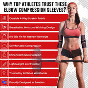 Nordic Lifting Elbow Compression Sleeves (1 Pair) – Support for Pain Relief, Tendonitis, Golfer’s & Tennis Elbow Recovery