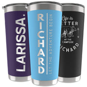 Personalized Gifts For Men - 20 Oz. Custom Tumblers w/Lid, Black - Insulated Travel Coffee Mugs - Optional Straw Set, Stainless Steel Double Wall Coffee Tumbler, Personalized Cups