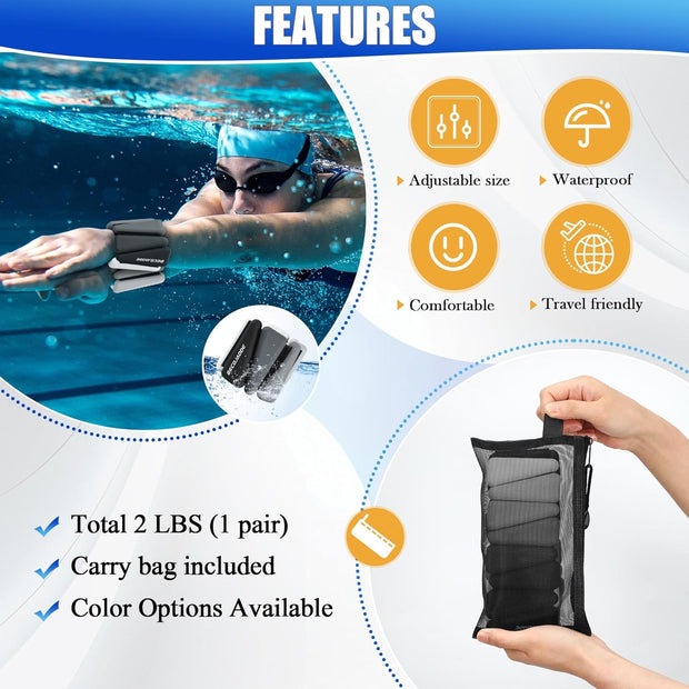 Wrist Weights for Women At Home Ankle Weights Set of 2 (1 lb /2 Lbs Each) Adjustable Weighted Wristbands Arm Leg Weights for Women Men Suitable for Walking Swimming Running Pilates Yoga Gym