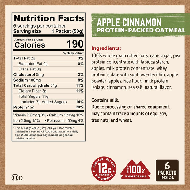 Kodiak Cakes Instant Oatmeal Packets Variety Pack - High Protein - 100% Whole Grains Breakfast Food - Maple & Brown Sugar, Apple Cinnamon, & Chocolate Chip (24 Packets)