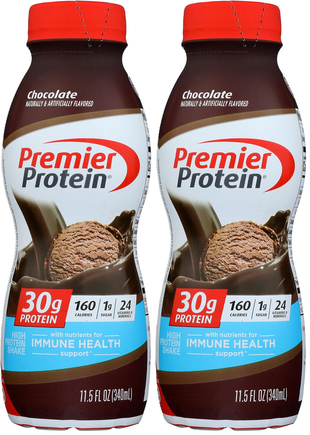 Premier Protein Shake, Chocolate, 30g Protein 1g Sugar 24 Vitamins Minerals Nutrients to Support Immune Health, 11.5 fl oz (Pack of 12)