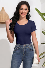 SHEIUGU Women’s Sleeveless Long Sleeve Crew Neck Ribbed Stretchy Slim Fit Tops Bodysuit Basic Jumpsuit