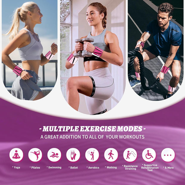 Wrist Weights for Women At Home Ankle Weights Set of 2 (1 lb /2 Lbs Each) Adjustable Weighted Wristbands Arm Leg Weights for Women Men Suitable for Walking Swimming Running Pilates Yoga Gym