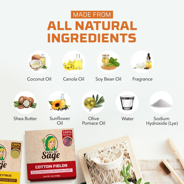 Natural Bar Soap Gift Set for Women Vegan Bath H made Cold Process Artisan with Essential Oil, Aromatic All Moisturizing Wash Soaps, Fragrant Victorian Scent (4 Pack) 1 Count (Pack of 4)