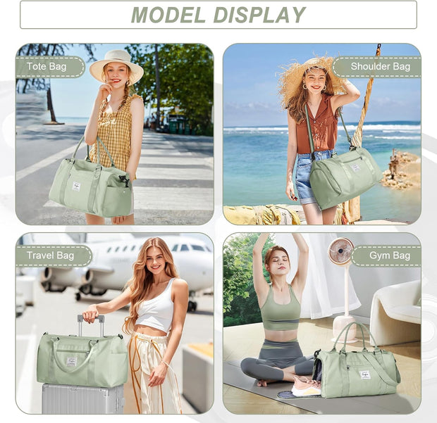 Weekender Duffel Bags for Women Men, Travel Totes Bag for Airplane, Cute Sports Gym Dance Overnight Luggage Bag with Wet Pocket Shoe Compartment, Carry On Hospital Bag for Labor and Delivery