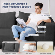 KINGYES Modular Sectional Sofa, 107'' Cloud Couch for Living Room, L Shaped Modern Sectional Sofa with Chaise for Bedroom, Grey