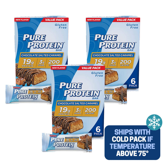 Pure Protein Bars, Chewy Chocolate Chip, Chocolate Deluxe, Chocolate Peanut Butter - Box of 6-3 Boxes - 1 Box of each flavor