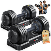 XDDIAS Adjustable Dumbbell Set of 2-25LB/55LB Set-1Sec Adjustable Dumbbell Weights-5 in 1 Free Weights Dumbbells Set with Effortless Tray/No-Slip Handle-Compact Size for Women/Men at Home Gym