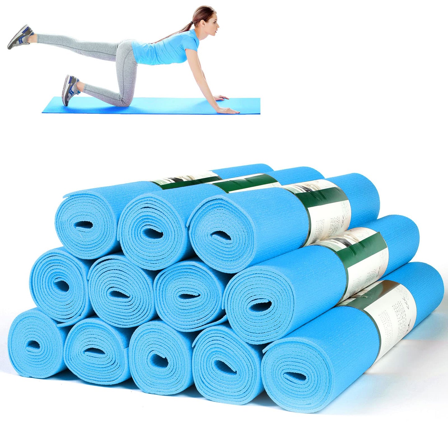 Amylove 12 Pieces Yoga Mats Bulk 68x24x0.12 Inch Exercise Non Slip Fitness Workout Mats for Women Men Home Workout Gym Yoga