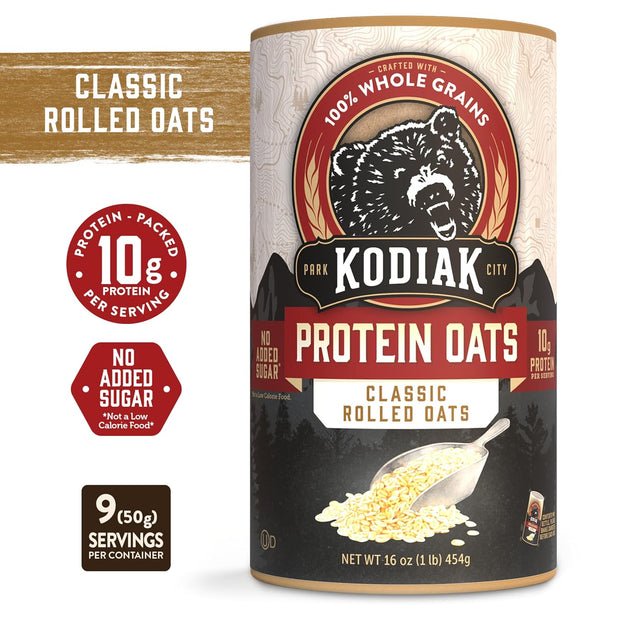 Kodiak Cakes Oatmeal Canister, Rolled Oats, High Protein, 100% Whole Grains (12 canisters)