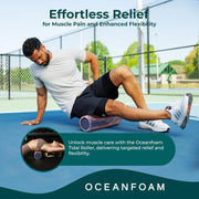 Oceanfoam Tidal Roller - Black - Muscle Massage Foam Roller for Back Pain & Stretching - Firm and Ergonomic Wide Wave Textured - Yoga, Athletics, & Wellness - Full Size, 20" x 5"