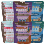 Wholly Balls Protein Bites – Healthy Plant-Based Snack – High Protein, Low Sugar, Gluten-Free Energy Balls (Pack of 6, Sampler Pack)