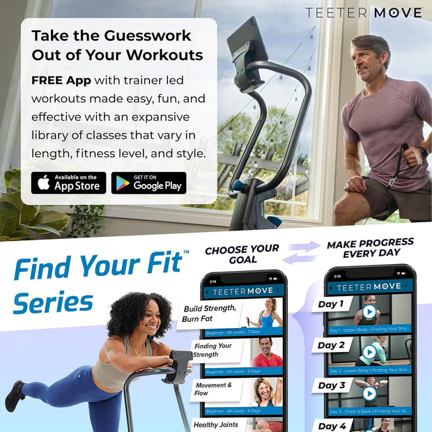 Teeter FitForm Home Gym Strength Trainer - Low-Impact Total Body Cable Resistance - TeeterMove Personal Training App