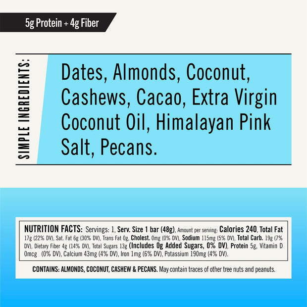 Thunderbird Bars Energy Snack, Gluten-Free with Protein, Healthy Real Food, Vegan Paleo Non-GMO, No Added Sugar, Chocolate Almond Butter Sea Salt Flavor (6 Count, 1.7 oz. Bars)