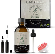 Pure Castor Oil - Cold Pressed 100% Castor Oil for Hair Growth, Skin, Eyebrows, Eye Lashes, Nails & Cuticles - Hexane Free, Natural & Unrefined - Includes Dual Mascara, Dropper & Scalp Massager