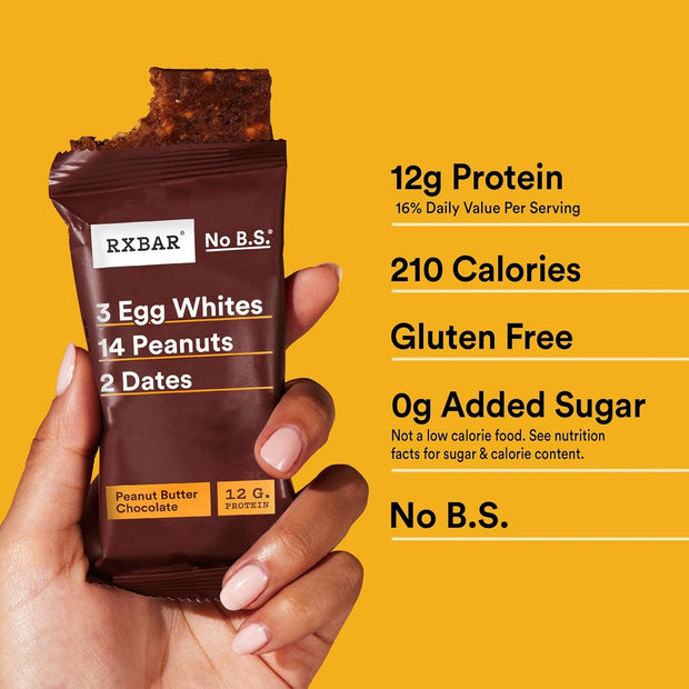 RXBAR Protein Bars, Protein Snack, Snack Bars, Peanut Butter Chocolate, 18.3oz Box (10 Count)