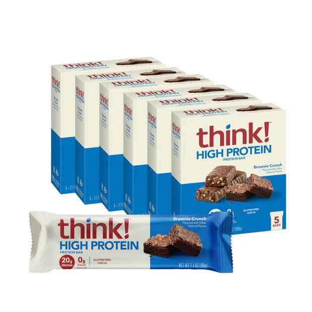think! Protein Bars, High Protein Snacks, Gluten Free, Kosher Friendly, Creamy Peanut Butter, Nutrition Bars, 2.1 Oz per Bar, 12 Count (Packaging May Vary)