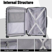 Lightweight Luggage with Spinner Wheels & YKK Zipper, Hard Shell 3-Piece Suitcase ABS+PC Hardside Luggage Set with TSA Lock for Men Travel, Black (20+24+28 inch)