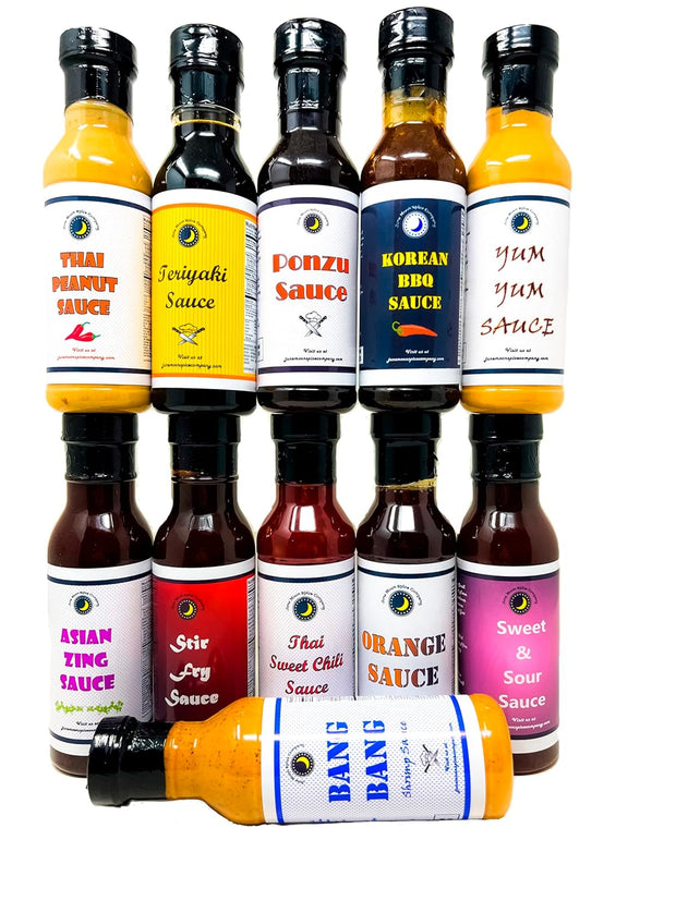 Premium | Asian Ultimate Sauce Variety 11 Pack | Yum Yum Sauce | Stir Fry | Thai Chili | Sweet-n-Sour | Chinese Orange | Teriyaki | Bang Bang | Thai Peanut | Asian Zing | Korean BBQ | Ponzu