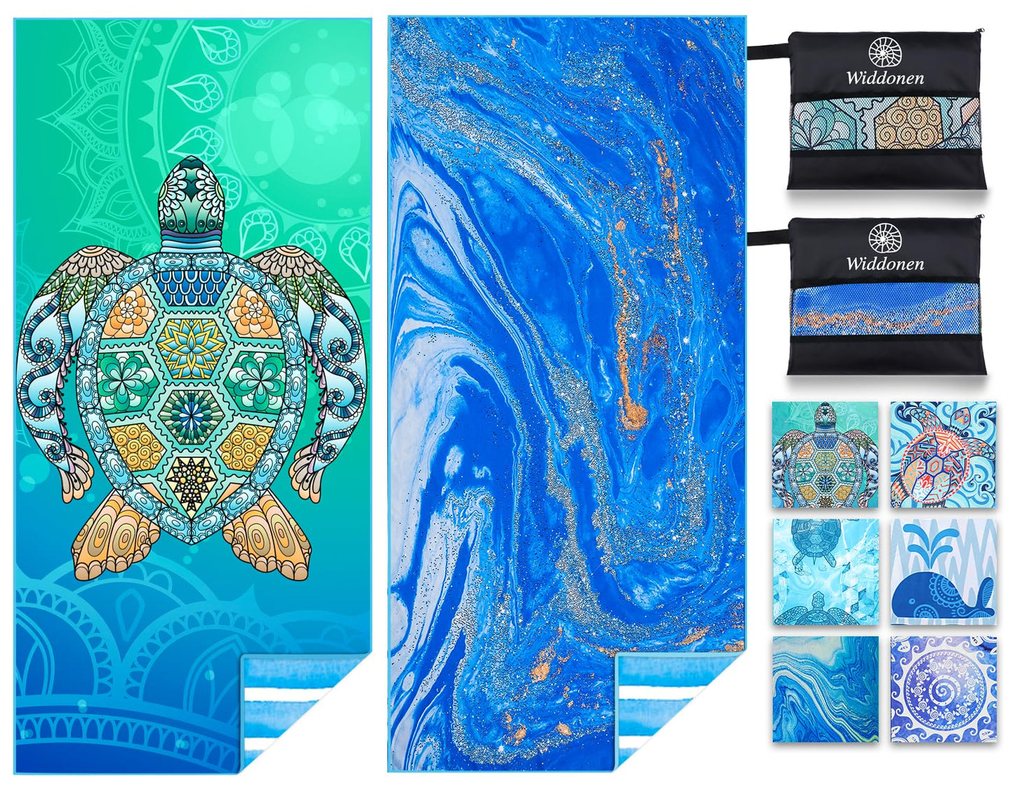 2 Pack Microfiber Lightweight Beach Towel Sand Free Quick Dry Absorbent Thin Compact Towels for Swimming Pool Camping Beach Accessories Large Easy Pack Travel Things for Vacation Essentials Gift
