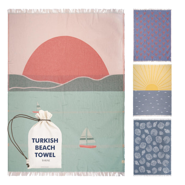 Turkish Beach Towel - Large 36 x 71 | Quick Dry Beach Towel is Essential for Enjoying A Day at The Beach | Sand Free Beach Towels for Clean and Comfortable Experience (Sunset, Large)