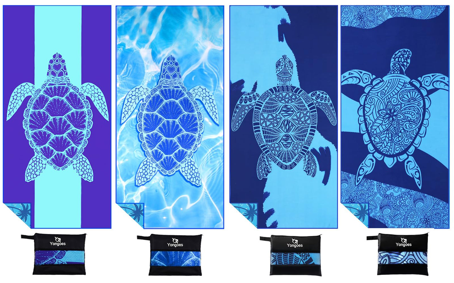 4 Pack Microfiber Lightweight Thin Beach Towel Sand Free Quick Dry Super Absorbent Large Towels for Swimming Pool Yoga Gym Travel Vacation Beach Accessories Essentials for Adults