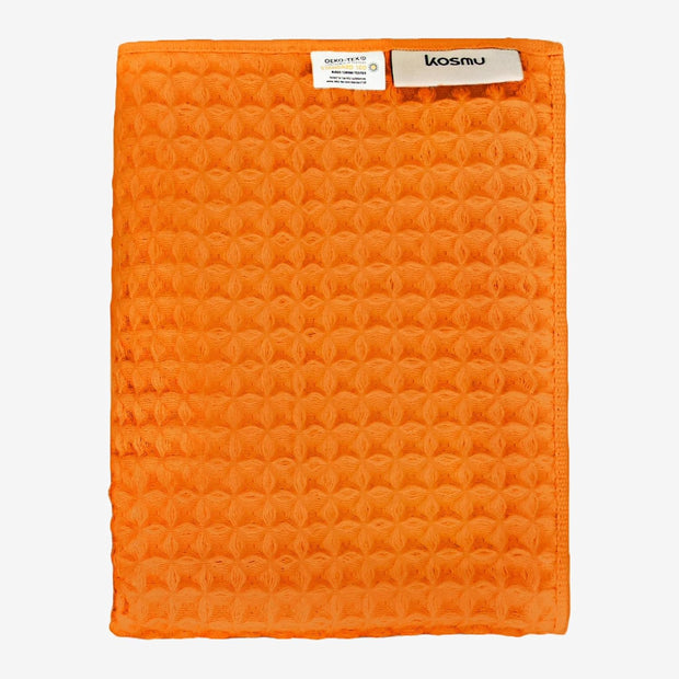 Luxury Japanese Cotton Waffle Bath Towel | Plush, Absorbent, and Quick Dry (Coral Orange, Hand Towel, 32" x 16")