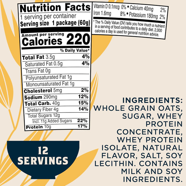 Quaker Instant Oatmeal Express Cups Protein Maple Brown Sugar