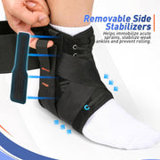 Quick Lace Up Ankle Brace for Women Men with Removable Side Splints, Ankle Stabilizer Braces for Sprained Ankle, Achilles Tendonitis, Ankle Support for Basketball,Volleyball,Soccer,Tennis,M