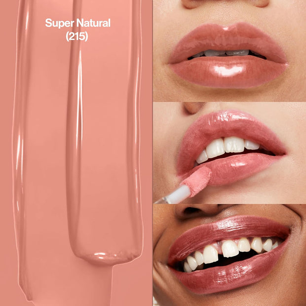 Revlon Super Lustrous Lip Gloss, Non-Sticky, Hydrating, High Shine Finish, 215 Super Natural, 0.13 oz