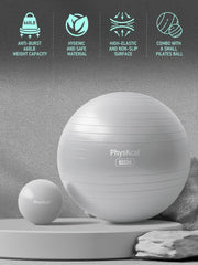 Yoga Ball for Exercise, Pilates Set, 4 Sizes Fitness Ball for Workout, Birthing, Pregnancy, Physical Therapy- Pump Included