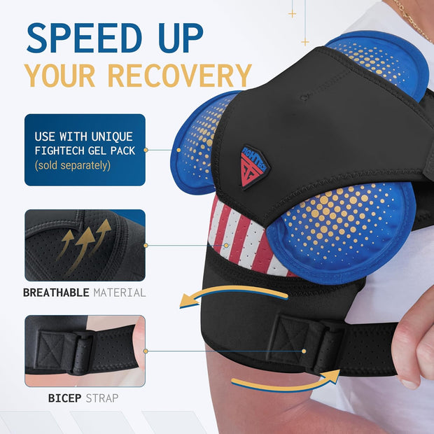 Shoulder Brace - Support & Injury Prevention Brace- Joint Pain Releaser- Shoulder Compression Wrap Strap - Adjustable Injury Accessories for Shoulders - Premium Quality Strap by FIGHTECH (Pink, L-XL)